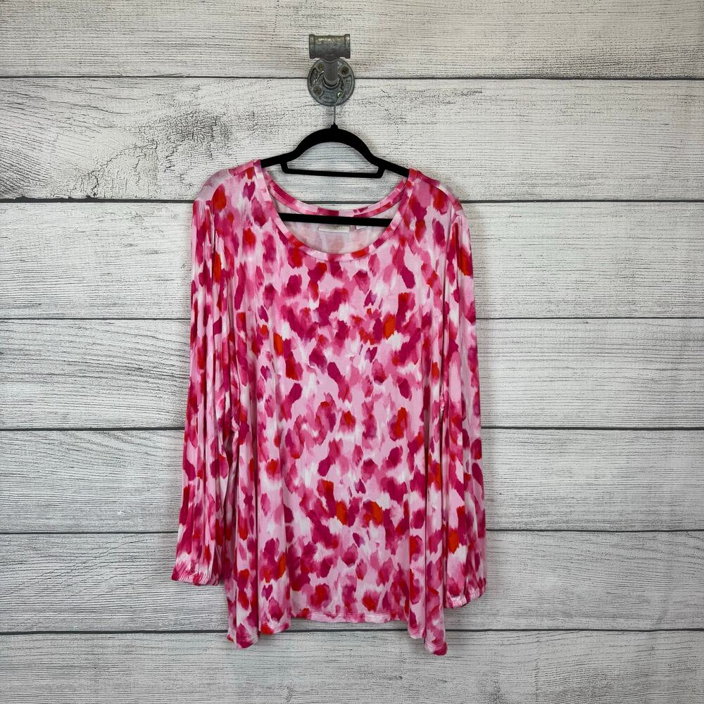 Belle by Kim Gravel Pink Long Sleeve Relaxed Blouse
